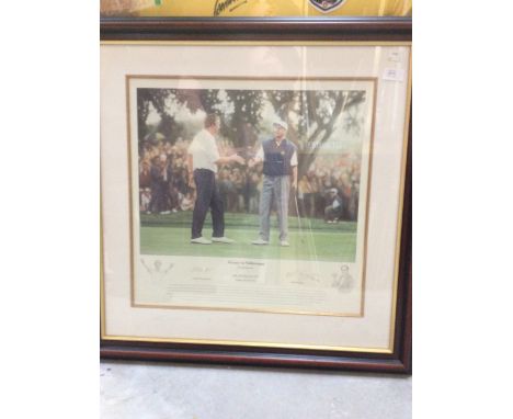 Victory in Valderrama; a limited edition coloured print of Colin Montgomery &amp; Keith Fearon; 313/495; signed and framed