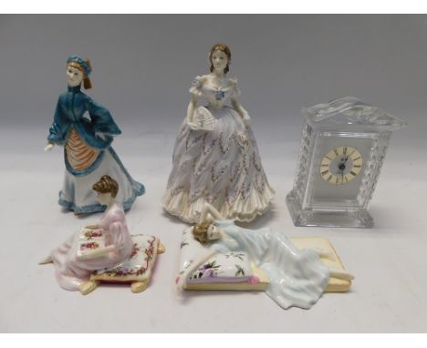 Two Royal Worcester lady figures to include Rebecca, The Last Waltz along with Two Royal Albert lady figures to include Sweet
