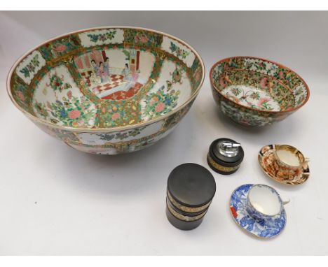 A 19th century Stevenson &amp; Hancock Crown Derby cup and saucer; decorated in the Imari pallet; together with a Royal Crown