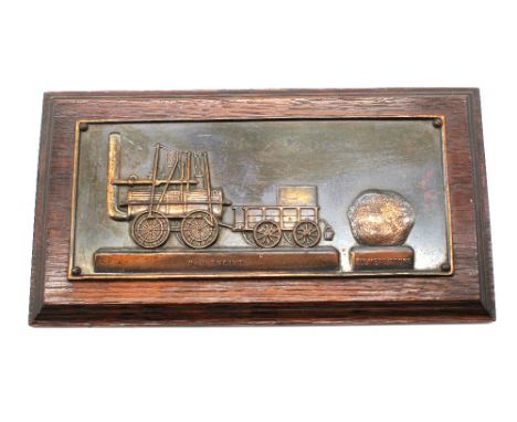 An early 20th century oak framed copper plaque of Stevensons No.1 Engine and Bulmers-Stone, bearing registration number 54174