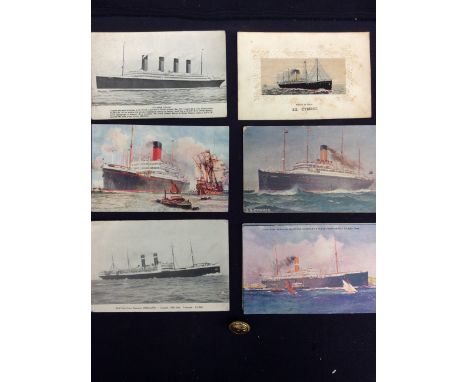 A collection of early 20th Century White Starline ship postcards along with Red Starline postcards of ships including Titanic