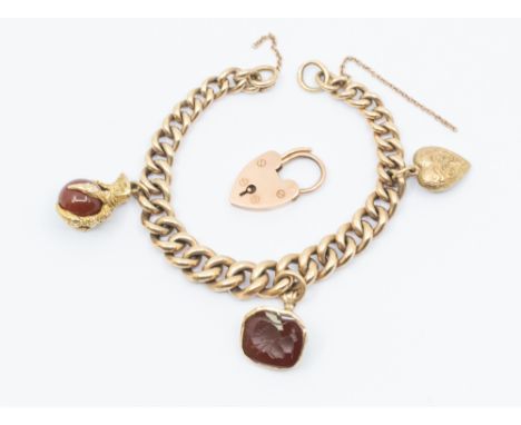 An early 20th century graduated Albert link 9ct rose gold bracelet, widest approx 8mm, with later padlock clasp, length appro