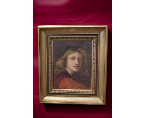 An early 20th Century continental school oil on canvas portrait of a young lady, in frame, unsigned, 20cm x 27cm.