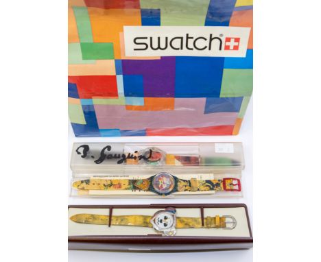 A collection of three cased late 20th Century watches in Swatch bag.  Note: regarding watches/pocket watches please note move