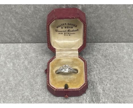 ANTIQUE ART DECO 1.2CT OLD MINE CUT SOLITAIRE DIAMOND RING WITH PLATINUM AND 18CT GOLD WITH ORIGINAL BOX APPROX H COLOUR S/1 