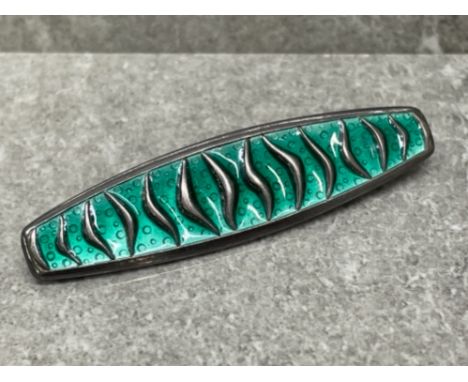 DAVID ANDERSEN STERLING SILVER ENAMEL WAVE DESIGN BROOCH DESIGNED BY AGNAR SKREDE GOOD CONDITION