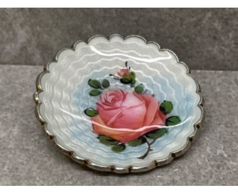 VINTAGE IVAR HOLTH STERLING SILVER ENAMEL FLOWER BROOCH MARKED H 925S NORWAY 40MM EXCELLENT CONDITION