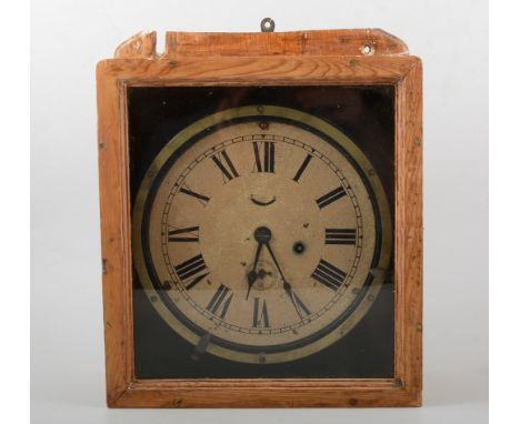 Wall clock in a stained pine case, 33cm.