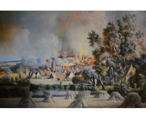 Peter Newcombe,'Northampton',limited edition print,1/100 produced to mark the 800th Anniversary of the Borough in 1989.56 x 4