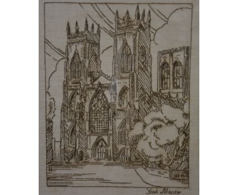 'York Minster', Artist Unknown, frame: 27 x 34cms, marked 'Repair', purchased from Savage Fine Art. No.4480.