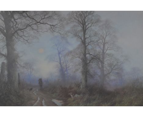 After John Caesar Smith, landscape at dusk, signed, colour print, 50cm x 75cm.