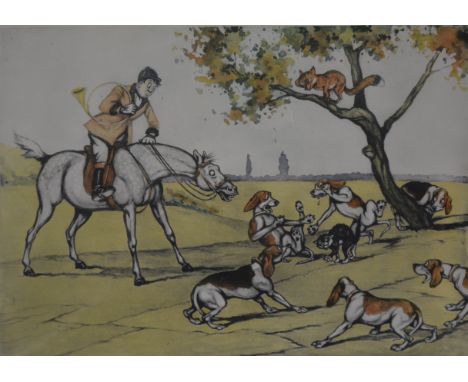 After Daniel O'Kline, Regrettable Event, humorous hunting print, signed in the margin, 23cm x 32cm; and a companion print. (2