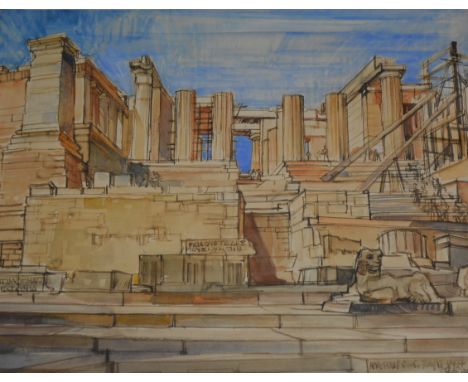 Tom Osborne Robinson, 'Acropolis Steps', watercolour.17th July 1964 (?)Original R. S. J. Savage Fine Art. 55667 (O).42 x 34cm