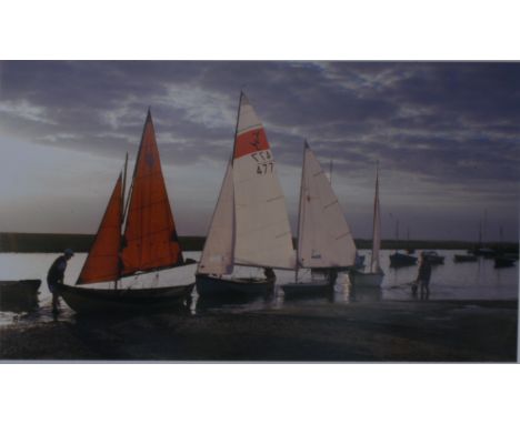 V18. 'Evening Tide Blakeney', Chris Croton ?, frame: 26 x 21cms, print.