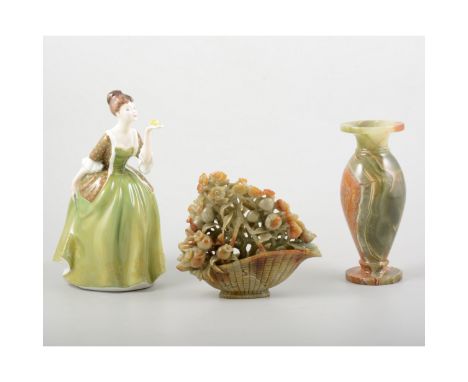 A boxed Coalport coffee set, boxed Aynsley plate and server, two Royal Doulton figurines "Kirsty" HN2381, "Fleur" HN2386, two