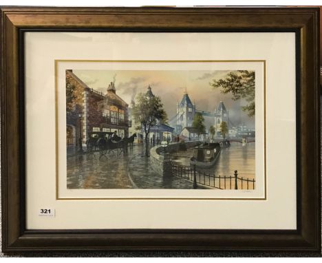 A limited edition framed textured print, artist proof 66/250 of the Tower of London, pencil signed Shotwell (Ken, American) 7
