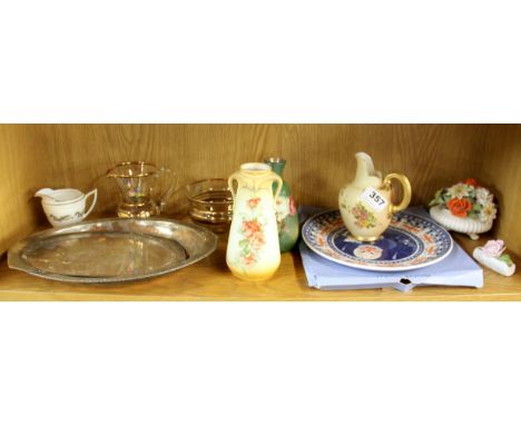 A quantity of mixed porcelain, glass etc, including a Royal Worcester jug.