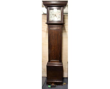 An 18th Century oak cased single train longcase clock with painted dial and date function by Chittenden of Yalding, H. 207cm 