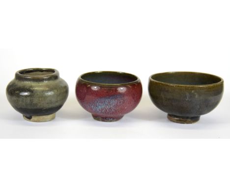 Two Chinese Zhun glazed porcelain bowls and one other, Dia. 8.5cm.