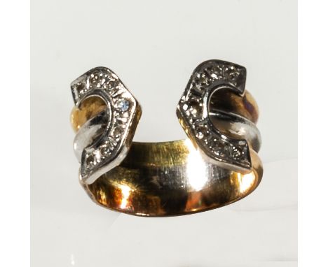 An 18ct gold Cartier style ring with 34 point diamonds, size N