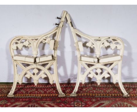 A pair of Victorian cast iron bench ends