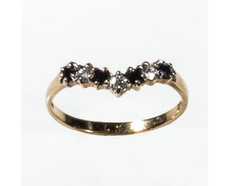 A 9ct gold cubic zirconium, sapphire and diamond ring, size J