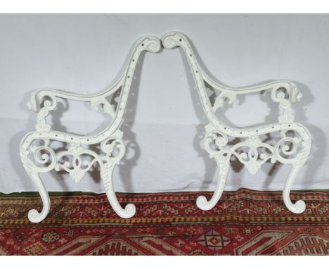 A pair of 20th century aluminium bench ends