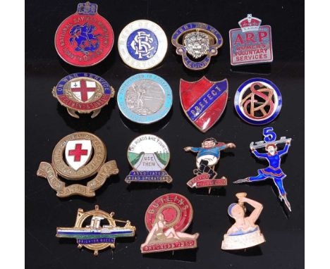 A collection of assorted button hole, lapel and pin badges being military and civilian organisations, many enamel to include 