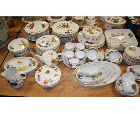 An extensive collection of Royal Worcester tablewares in the Evesham pattern, to include dinner plates, soup plates, tureen a