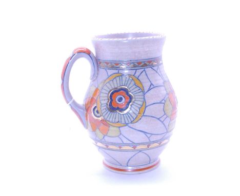 Charlotte Rhead for Crown Ducal, an Art Deco Lotus jug, having tubelined floral decoration, signed verso, printed Crown Ducal