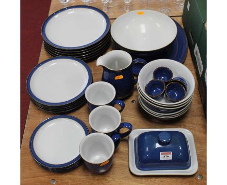 A Denby blue glazed stoneware part tea and dinner service
