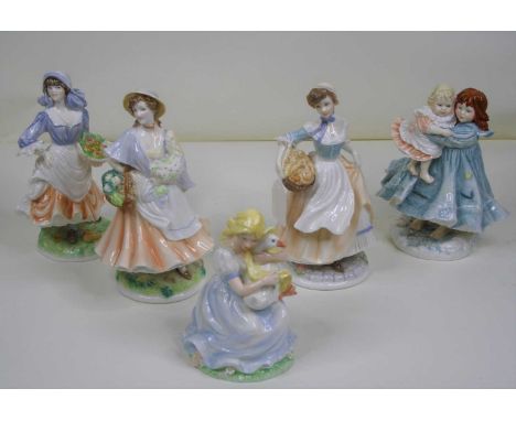 A collection of four Royal Worcester figurines, to include Love, Rosie picking apples, Bakers wife, and Market day; together 