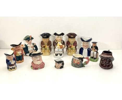 A collection of vintage pottery Toby Jugs - mid to late-20th century, including examples by Tony Wood; Burlington Ware; Wood 