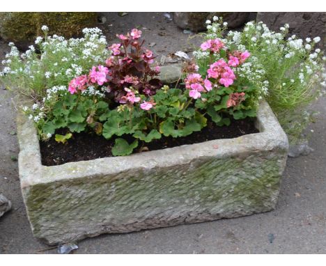 A 19th century Derbyshire gritstone  trough, 31cm high, 75cm wide, 43cm deep