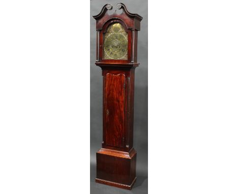 A George III Scottish mahogany longcase clock, 30.5cm arched brass dial inscribed Mcartney, Dumfries, Roman and Arabic numera