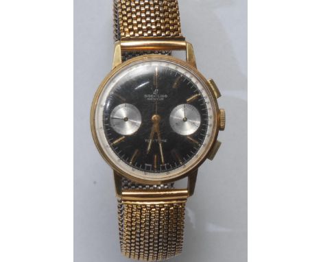 Breitling - a 1960s Gentleman's Top Time wristwatch, Ref 2003,  the gold plated case with signed black reverse panda dial, bl