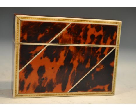 An Anglo-Indian tortoiseshell playing card box, push-fitting cover, 11.5cm wide, c.1900