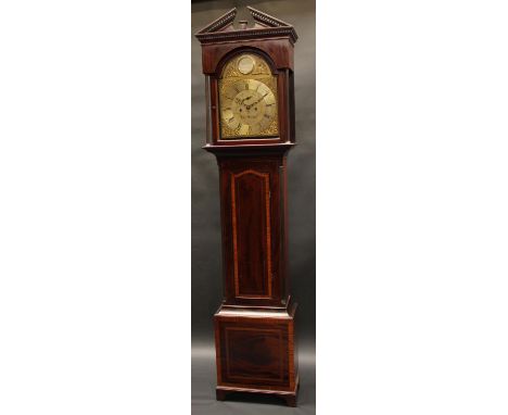 A George III Scottish mahogany longcase clock, 33cm arched brass dial inscribed James Park, Kilmalcolm, Roman and Arabic nume