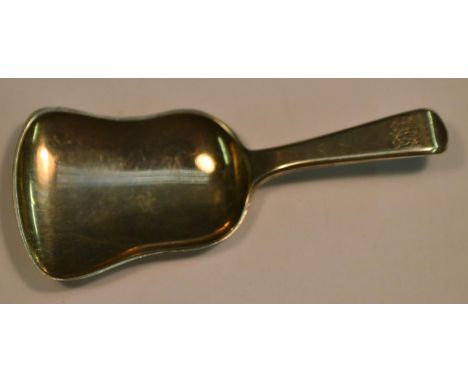 A William IV silver shovel shaped caddy spoon, of heavy gauge, Jonathan Hayne, London 1835
