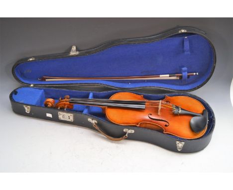 A 19th century viola, the two-piece back 39cm long excluding button, paper label Antonius Stradivarius Cremonentis Faciebat A