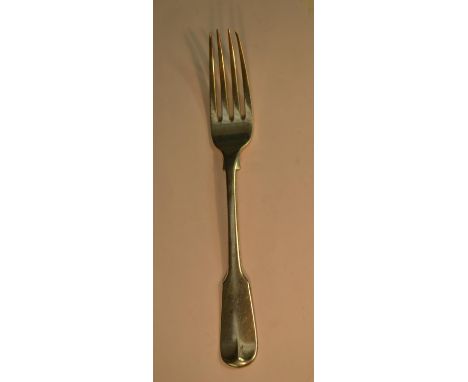 Paul Storr - a George III Fiddle pattern table fork, 20.5cm long, London 1818