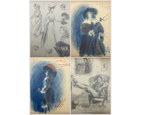 Ernest Forbes RBA (British 1879-1962): Sketchbook, containing five pages with sketches and a collection of nine letters each 