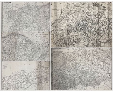  William Coxe (British 1747-1828): 'Map of Switzerland, Marked with the Routes of Four Tours', 18th century engraved map on r