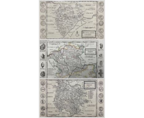 Herman Moll (Dutch/British 1654-1732): 'Worcestershire (3)' 'Rutlandshire' and 'Herefordshire', set three 18th century engrav