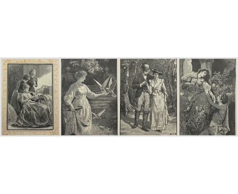 Large collection of Victorian Fashion book plate engravings together with collection of colour book plates from '1001 Nights'