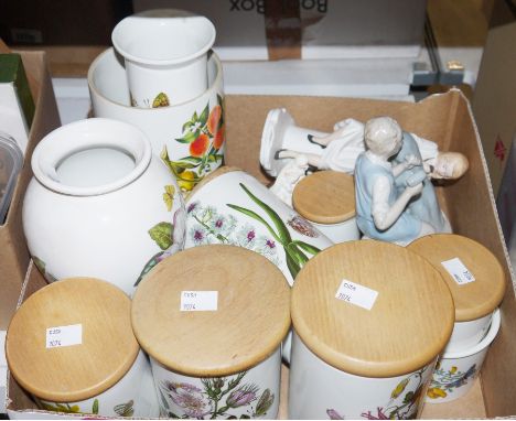 Small quantity of Portmeirion Botanic Gardens ceramics to include lidded jars, flower vase etc, along with a ceramic model of