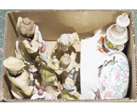 Collection of glass, ceramic and gilt-metal perfume bottles and other items, including two Murano aventurine bottles and stop