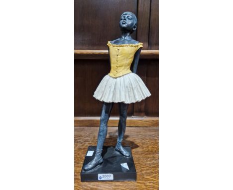 A resin statuette of a ballerina after Degas, on plinth base

Property of Dunkirk Manor, Theescombe, Stroud