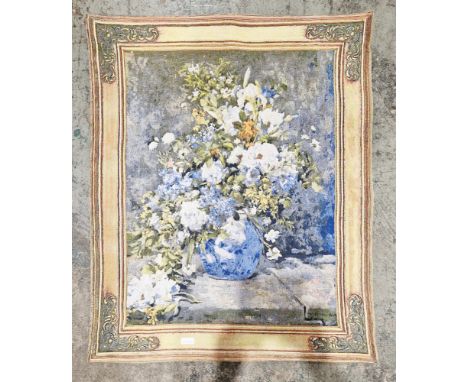 Machine woven tapestry picture of Spring Bouquet, after Renior, on cream backing, for hanging, 92.5cm x 74cm&nbsp;