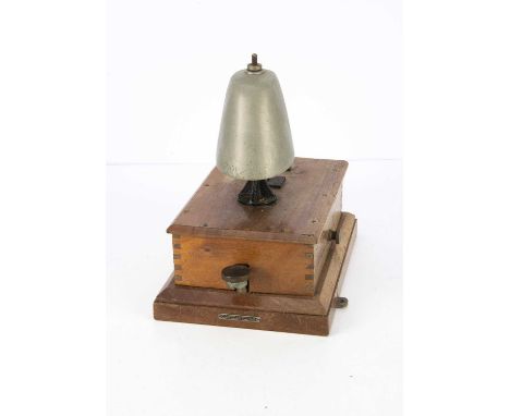 Block Bell By R E Thompson &amp; Co, teak/mahogany cased, labelled R E Thompson &amp; Co Instruments Hersham Surrey, with ori